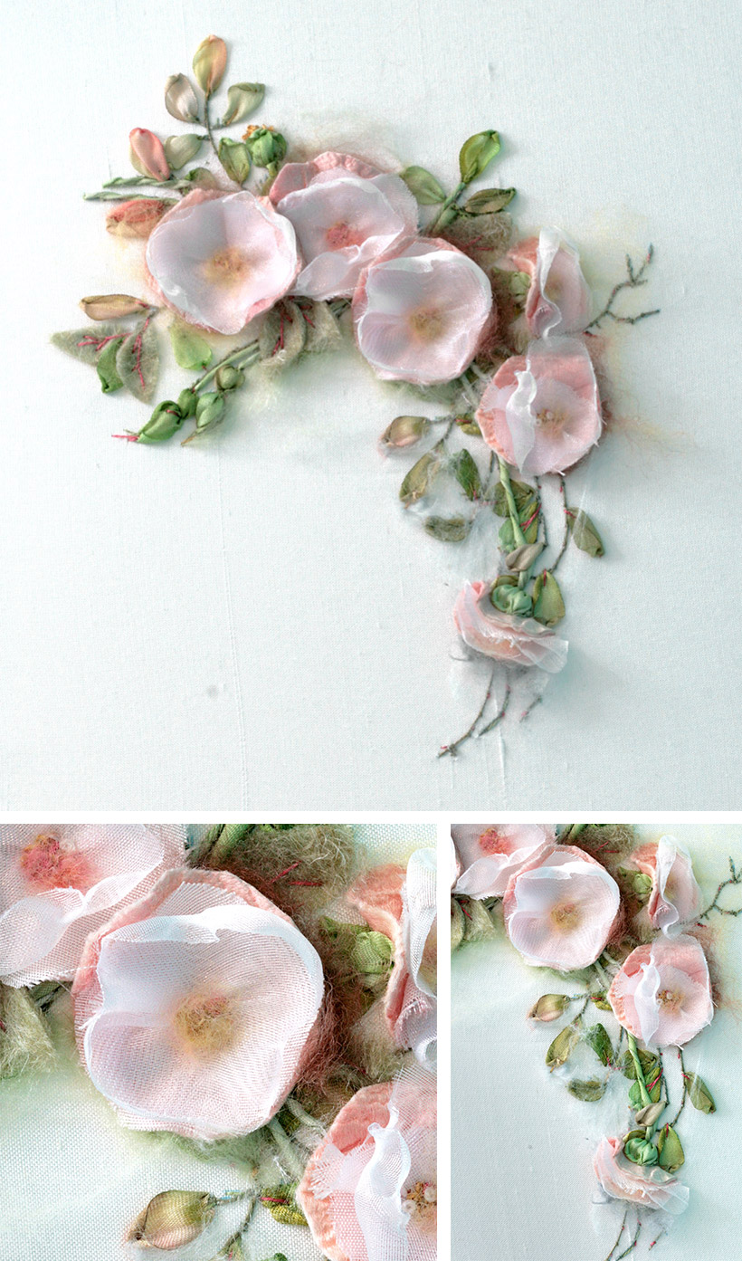 Wild rose and pink blossoms - Modèle de Di Van Niekerk - réalisation Patience et Petits Points
