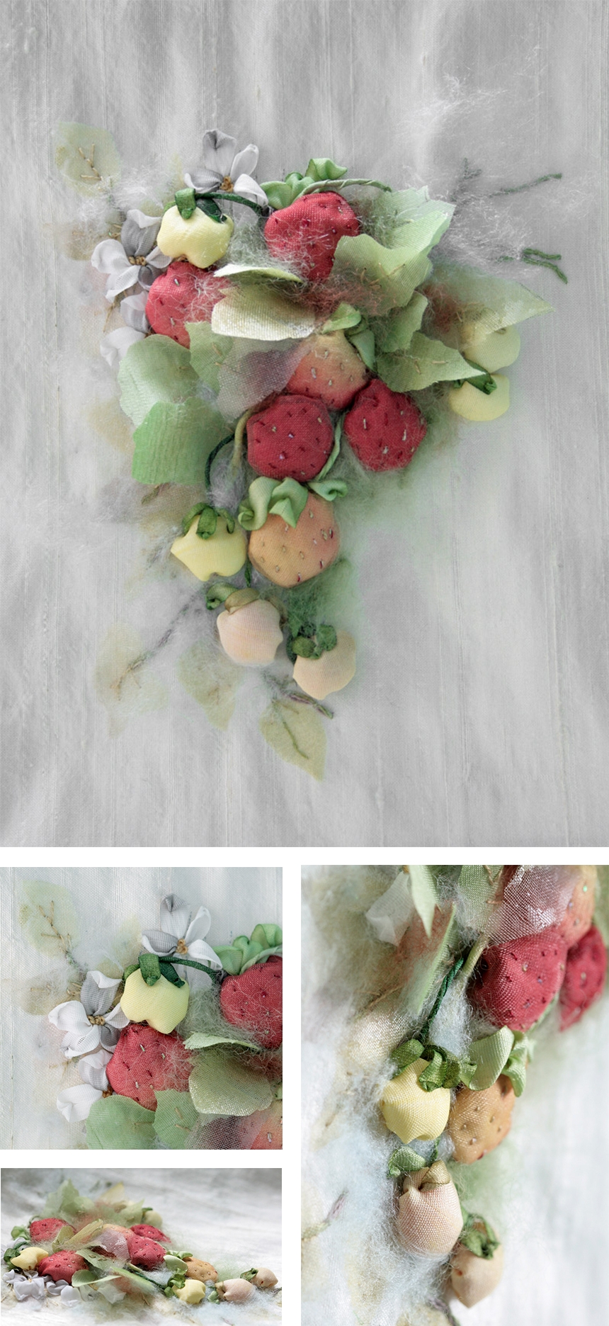 strawberry blossoms - kit de Di van Niekerk - réalisation Patience et petits points