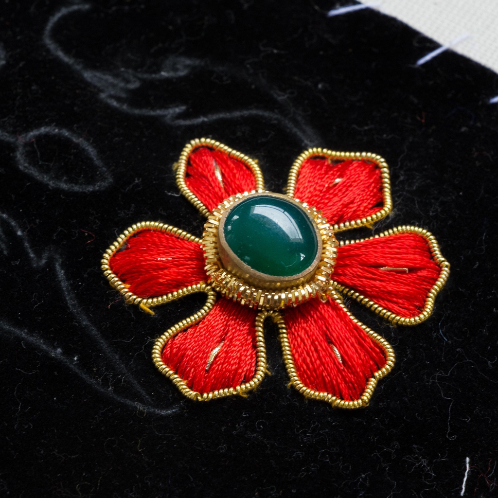 broderie shams - fleur réalisée lors de l'atelier broderie indienne au salon PAF 2017