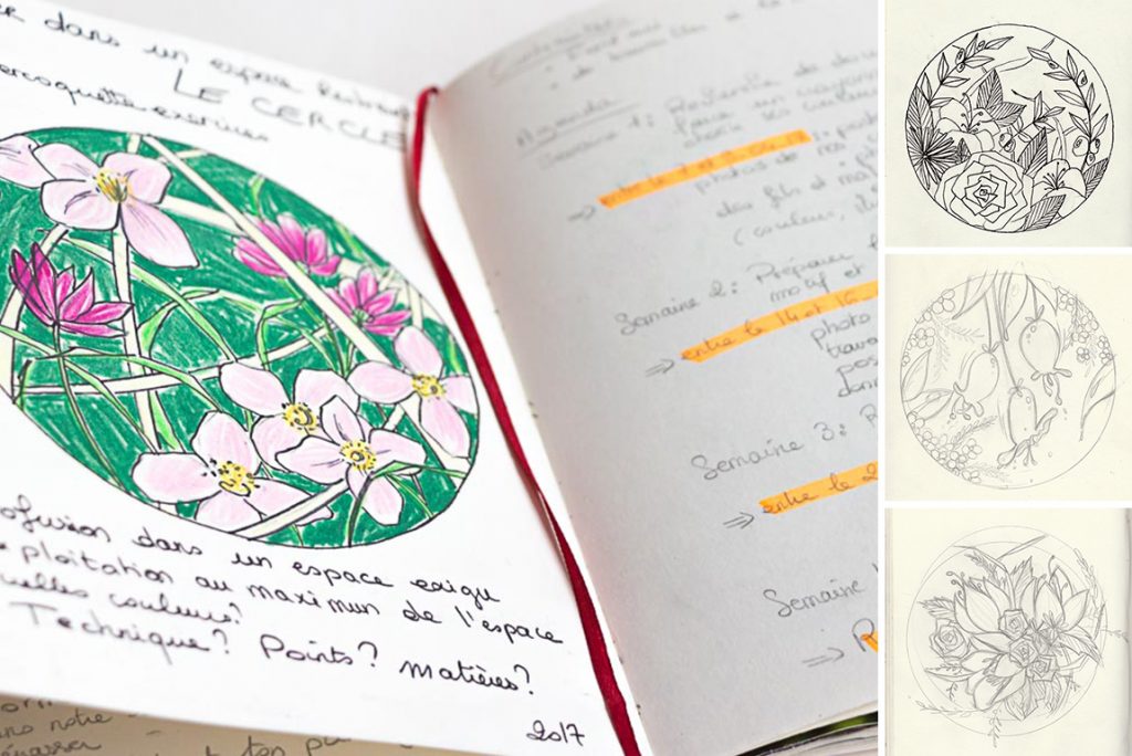 dessin - recherche pour futur broderie - Patience et Petits Points
