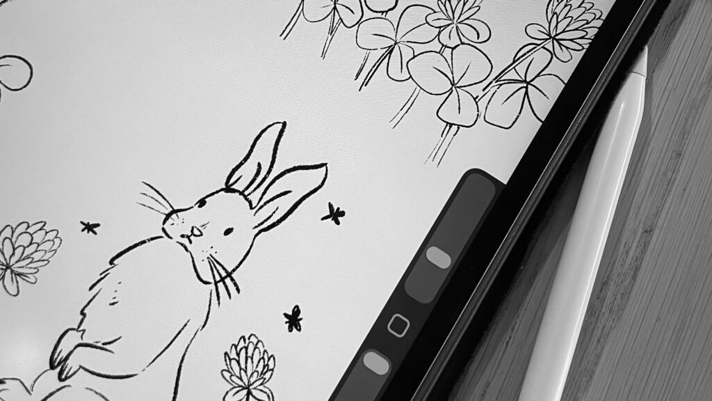 modèle lapin et trèfles pour broder un vêtement